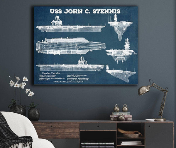 Cutler West USS John C Stennis (CVN-74) Aircraft Carrier Blueprint Original Military Wall Art - Customizable