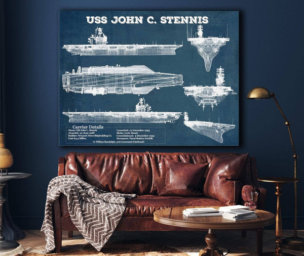 Cutler West USS John C Stennis (CVN-74) Aircraft Carrier Blueprint Original Military Wall Art - Customizable