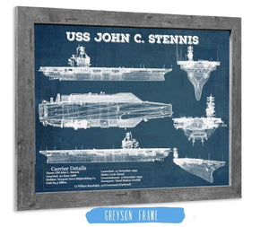 14" x 11" / Greyson Frame Cutler West USS John C Stennis (CVN-74) Aircraft Carrier Blueprint Original Military Wall Art - Customizable