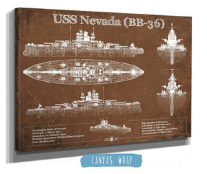 Cutler West USS Nevada (BB-36) Battleship Blueprint Original Military Wall Art - Customizable