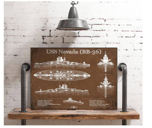 Cutler West USS Nevada (BB-36) Battleship Blueprint Original Military Wall Art - Customizable