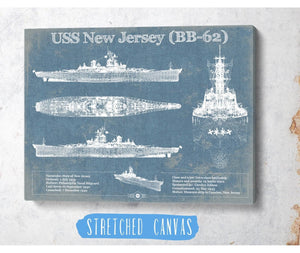 Cutler West USS New Jersey (BB-62) Battleship Blueprint Original Military Wall Art - Customizable