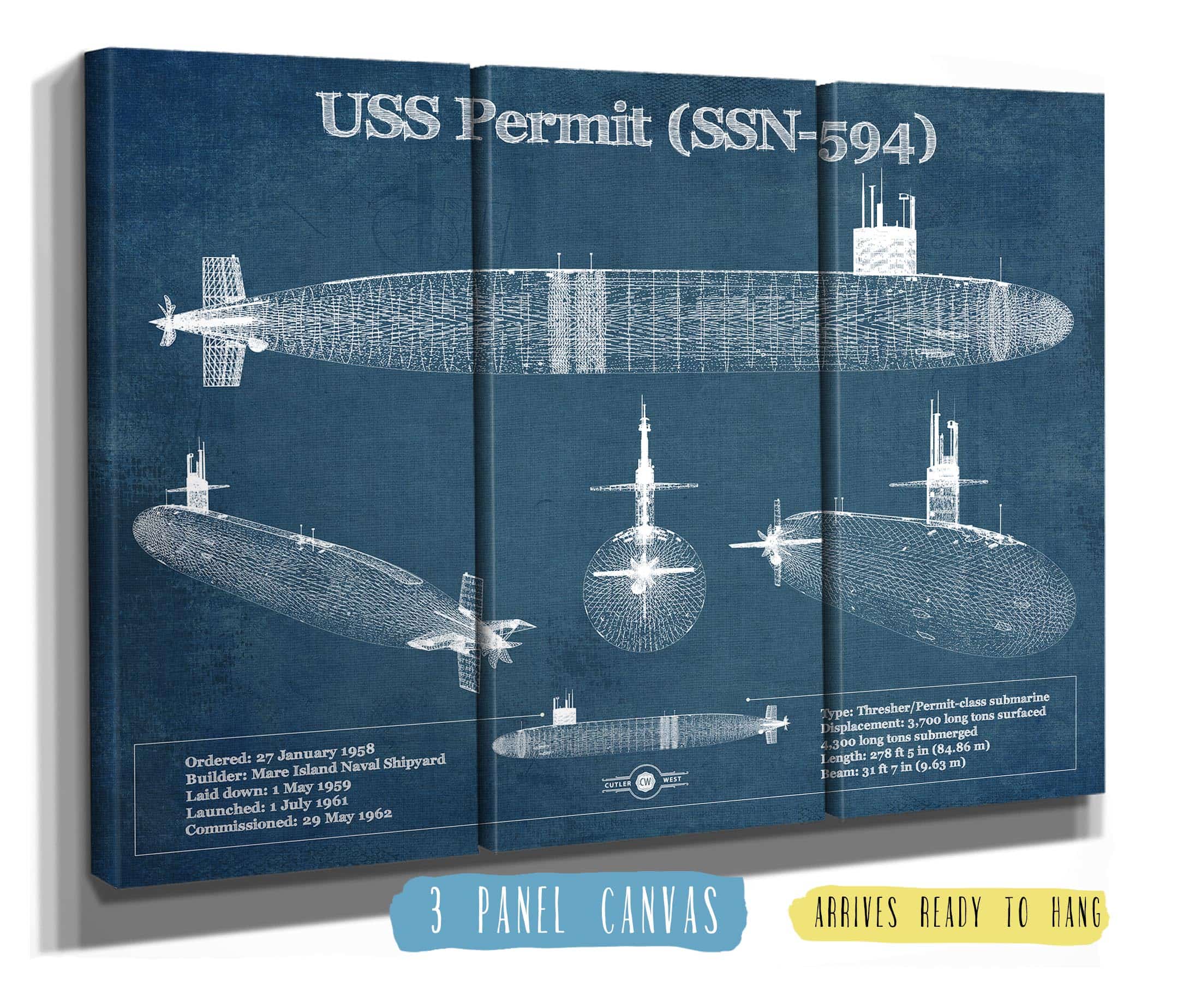USS Permit (SSN-594) Blueprint | Cutler West