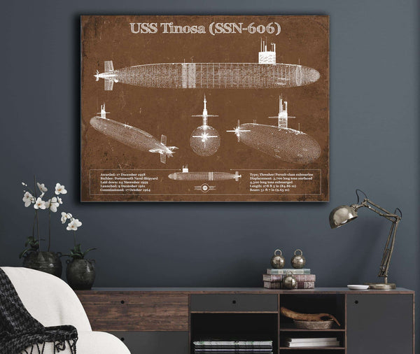 Cutler West USS Permit (SSN-594) Blueprint Original Military Wall Art
