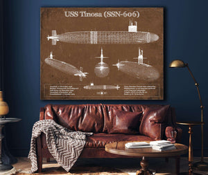 Cutler West USS Permit (SSN-594) Blueprint Original Military Wall Art