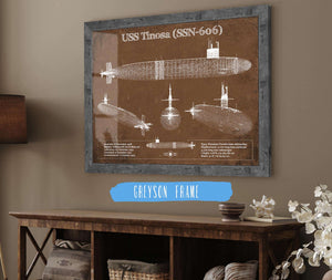 14" x 11" / Greyson Frame Cutler West USS Permit (SSN-594) Blueprint Original Military Wall Art