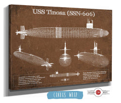 14" x 11" / Stretched Canvas Wrap Cutler West USS Permit (SSN-594) Blueprint Original Military Wall Art