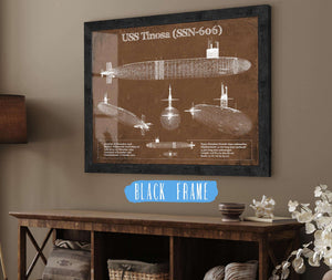 20" x 16" / Black Frame Cutler West USS Permit (SSN-594) Blueprint Original Military Wall Art
