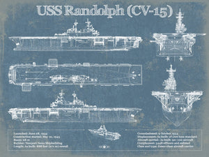 14" x 11" / Unframed Cutler West USS Randolph (CV-15) Aircraft Carrier Blueprint Original Military Wall Art - Customizable