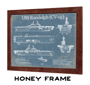 20" x 16" / Walnut Frame Cutler West USS Randolph (CV-15) Aircraft Carrier Blueprint Original Military Wall Art - Customizable