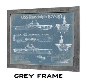 36" x 24" / Greyson Frame Cutler West USS Randolph (CV-15) Aircraft Carrier Blueprint Original Military Wall Art - Customizable