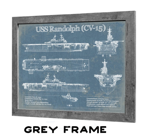 36" x 24" / Greyson Frame Cutler West USS Randolph (CV-15) Aircraft Carrier Blueprint Original Military Wall Art - Customizable