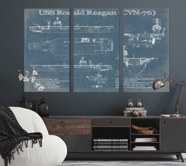Cutler West USS Ronald Reagan (CVN-76) Blueprint Original Military Wall Art - Customizable