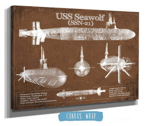 Cutler West USS Seawolf (SSN-21) Blueprint Original Military Wall Art - Customizable