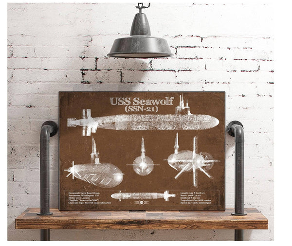 Cutler West USS Seawolf (SSN-21) Blueprint Original Military Wall Art - Customizable