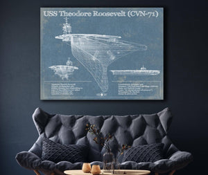 Cutler West USS Theodore Roosevelt Aircraft Carrier Blueprint Original Military Wall Art