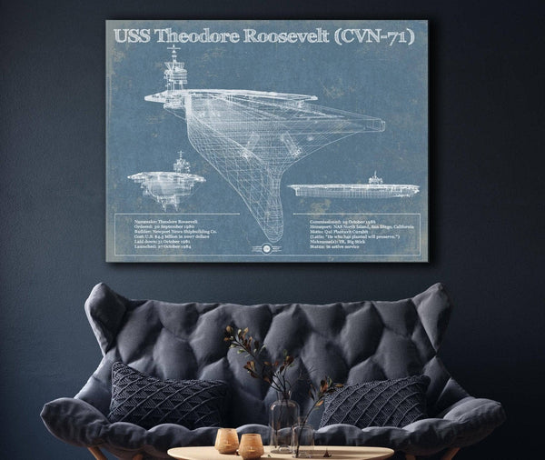 Cutler West USS Theodore Roosevelt Aircraft Carrier Blueprint Original Military Wall Art