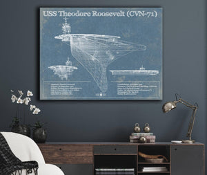 Cutler West USS Theodore Roosevelt Aircraft Carrier Blueprint Original Military Wall Art