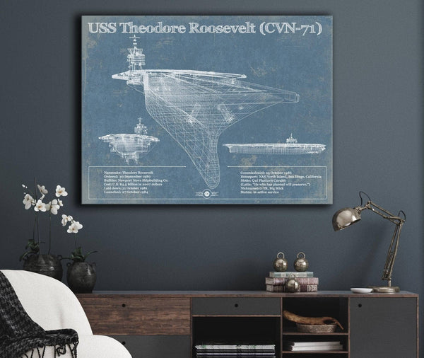Cutler West USS Theodore Roosevelt Aircraft Carrier Blueprint Original Military Wall Art
