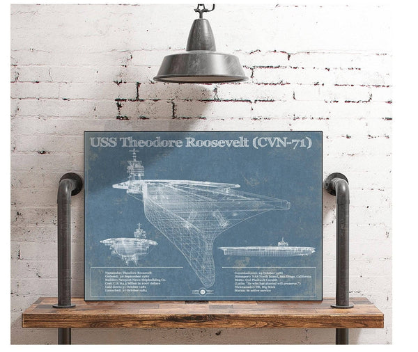 Cutler West USS Theodore Roosevelt Aircraft Carrier Blueprint Original Military Wall Art