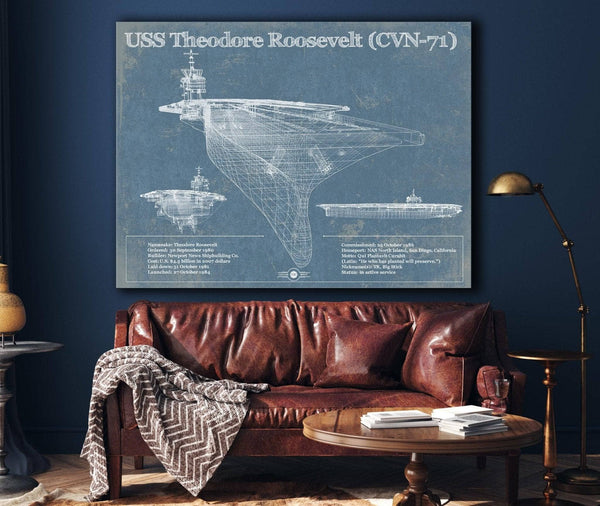 Cutler West USS Theodore Roosevelt Aircraft Carrier Blueprint Original Military Wall Art