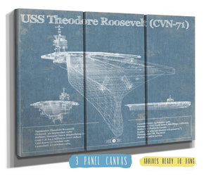 36" x 24" / 3 Panel Canvas Wrap Cutler West USS Theodore Roosevelt Aircraft Carrier Blueprint Original Military Wall Art
