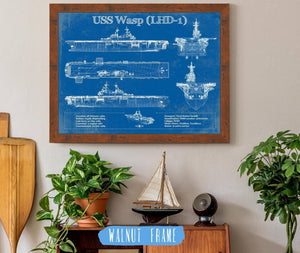 Cutler West USS Wasp (LHD-1) Aircraft Carrier Blueprint Original Military Wall Art - Customizable