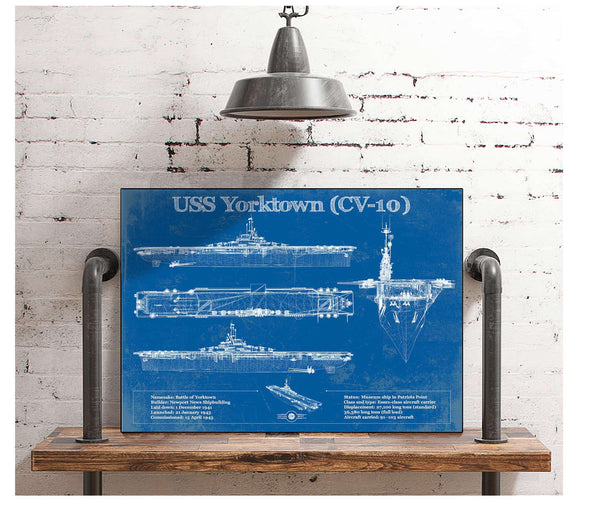 Cutler West USS Yorktown (CV-10) Aircraft Carrier Blueprint Original Military Wall Art - Customizable