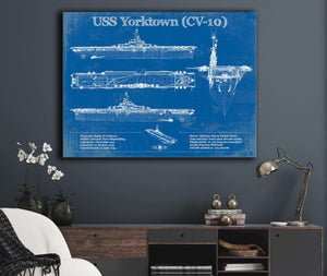 Cutler West USS Yorktown (CV-10) Aircraft Carrier Blueprint Original Military Wall Art - Customizable