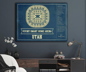Cutler West Utah Jazz - Vivint Smart Home Arena Seating Chart Vintage Art Print