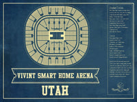 Cutler West Basketball Collection 14" x 11" / Unframed Utah Jazz - Vivint Smart Home Arena Seating Chart Vintage Art Print 933350176_77751