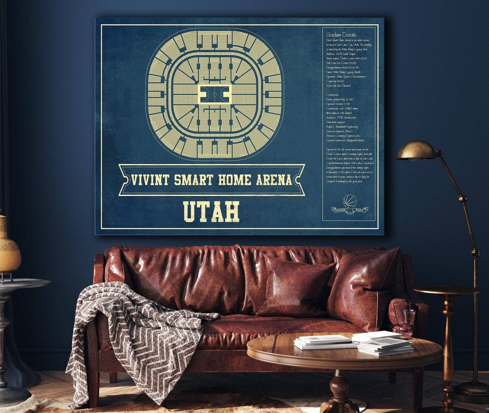 Cutler West Basketball Collection Utah Jazz - Vivint Smart Home Arena Seating Chart Vintage Art Print