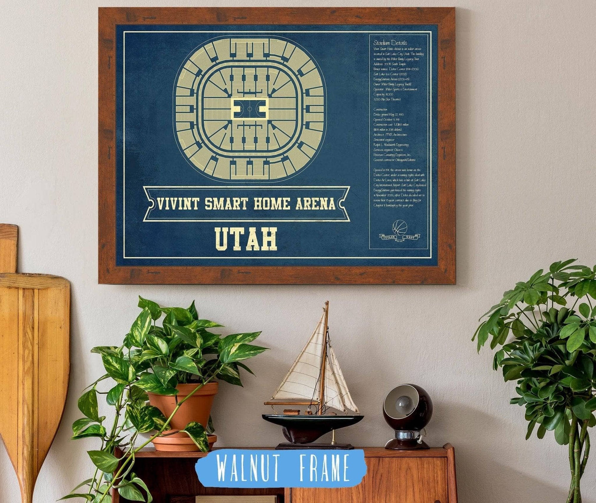 Cutler West Basketball Collection Utah Jazz - Vivint Smart Home Arena Seating Chart Vintage Art Print