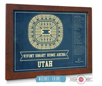 Cutler West Basketball Collection 14" x 11" / Walnut Frame Utah Jazz - Vivint Smart Home Arena Seating Chart Vintage Art Print 933350176_77754