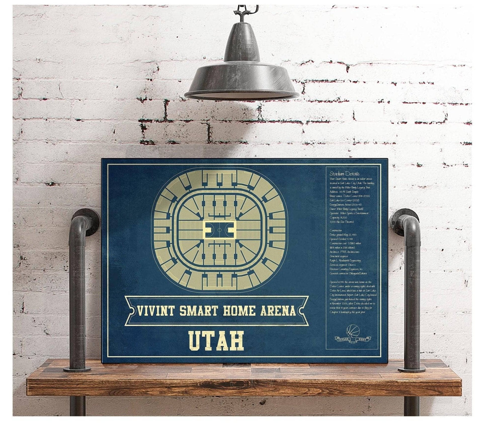 Utah Jazz - Vivint Smart Home Arena Seating Chart Vintage Art Print