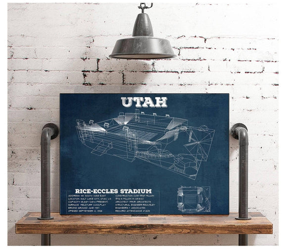 Cutler West Utah Utes Wall Art - Vintage Rice–Eccles StadiumBlueprint Art Print