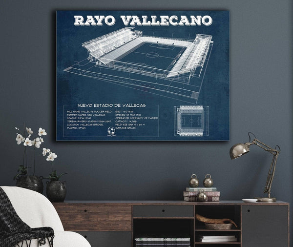 Cutler West Vallecas Soccer Field - Rayo Blueprint Vintage Soccer Print