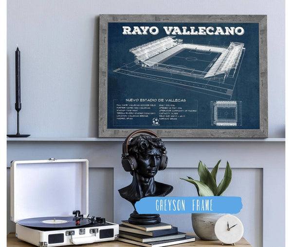 Cutler West Vallecas Soccer Field - Rayo Blueprint Vintage Soccer Print