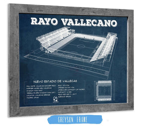 14" x 11" / Greyson Frame Cutler West Vallecas Soccer Field - Rayo Blueprint Vintage Soccer Print