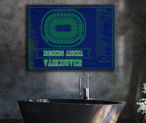 Cutler West Vancouver Canucks Team Colors - Rogers Arena Vintage Hockey Blueprint NHL Print