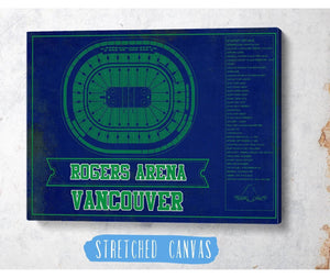 Cutler West Vancouver Canucks Team Colors - Rogers Arena Vintage Hockey Blueprint NHL Print