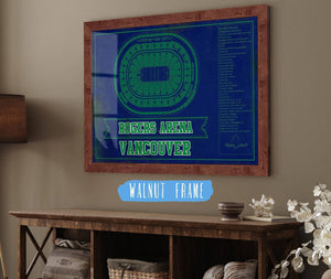 Cutler West Vancouver Canucks Team Colors - Rogers Arena Vintage Hockey Blueprint NHL Print