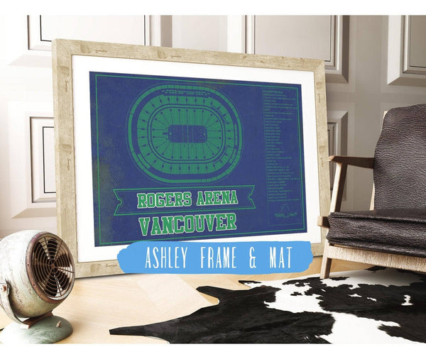 Cutler West Vancouver Canucks Team Colors - Rogers Arena Vintage Hockey Blueprint NHL Print