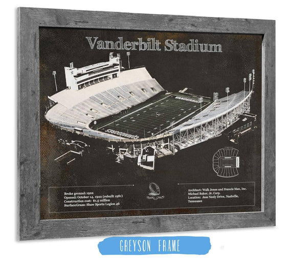 14" x 11" / Greyson Frame Cutler West Vanderbilt Commodores Football Art - Vanderbilt Stadium Wall Art