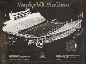14" x 11" / Unframed Cutler West Vanderbilt Commodores Football Art - Vanderbilt Stadium Wall Art