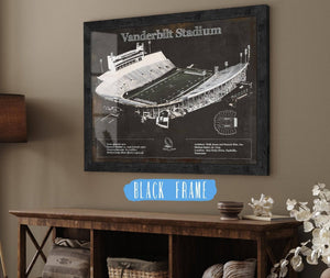 20" x 16" / Black Frame Cutler West Vanderbilt Commodores Football Art - Vanderbilt Stadium Wall Art
