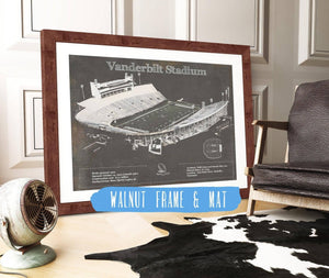 20" x 16" / Walnut Frame & Mat Cutler West Vanderbilt Commodores Football Art - Vanderbilt Stadium Wall Art