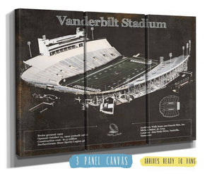 48" x 36" / 3 Panel Canvas Wrap Cutler West Vanderbilt Commodores Football Art - Vanderbilt Stadium Wall Art