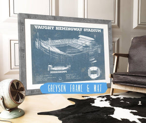 14" x 11" / Greyson Frame & Mat Cutler West Vaught-Hemingway Stadium - Ole Miss Football Vintage Art Print