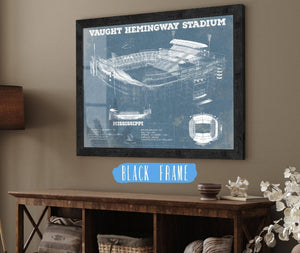 20" x 16" / Black Frame Cutler West Vaught-Hemingway Stadium - Ole Miss Football Vintage Art Print